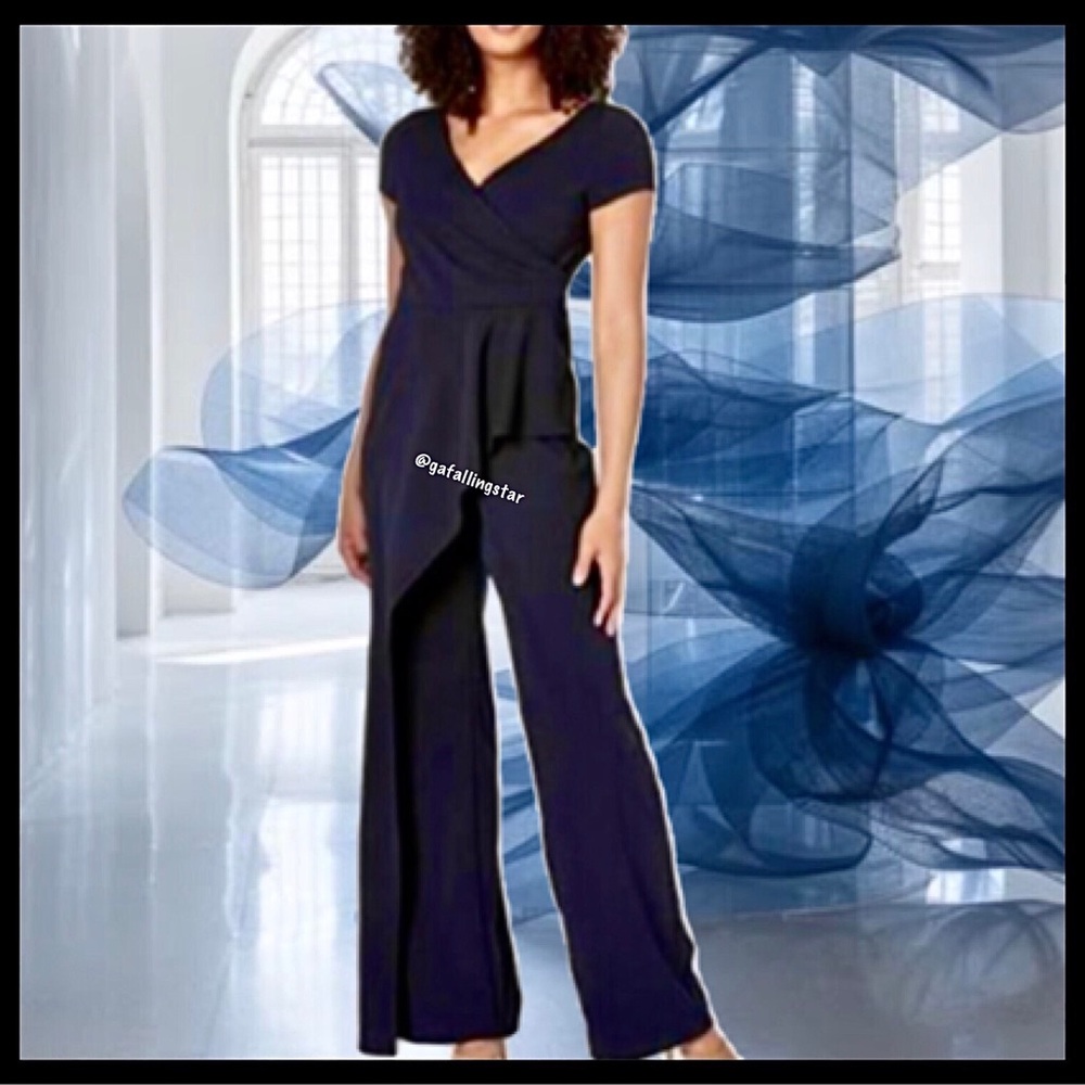 ADRIANNA Papell Cascading Draped Jumpsuit
